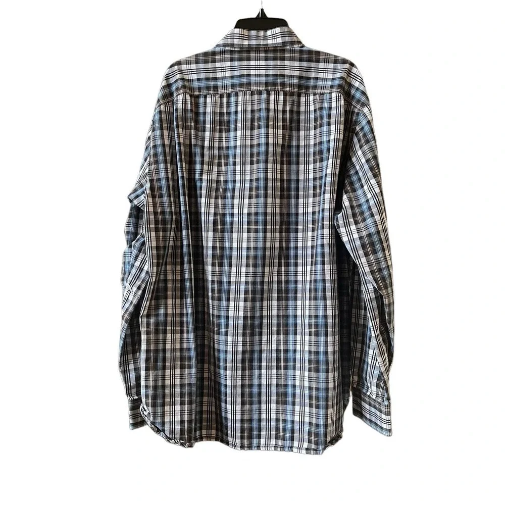 MICHAEL Michael Kors Men’s Plaid Long Sleeve Button Down Blue Brown Size XL
